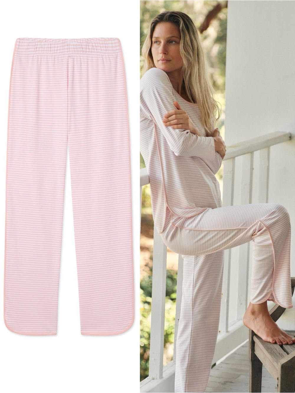 LAKE Pajamas Pima Pajama Pants in Pink Stripe XL Sleepwear Lounge